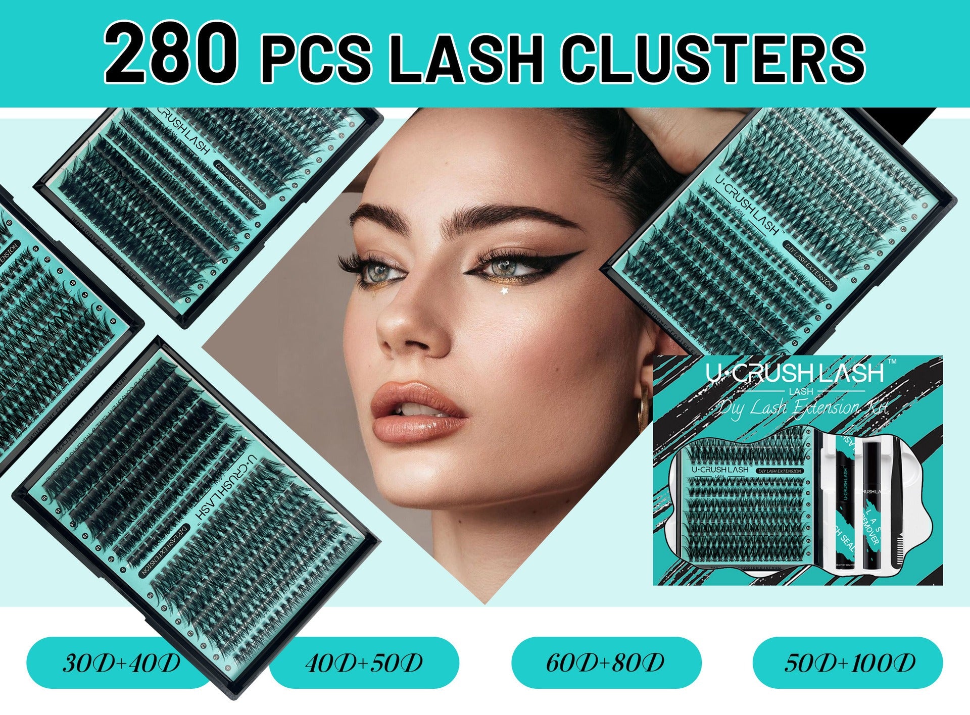 Individual Clusters Of Natural Black False Eyelashes